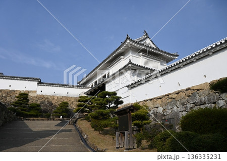世界遺産・国宝 姫路城（白鷺城）の正門・桜門と白壁の風景 136335231