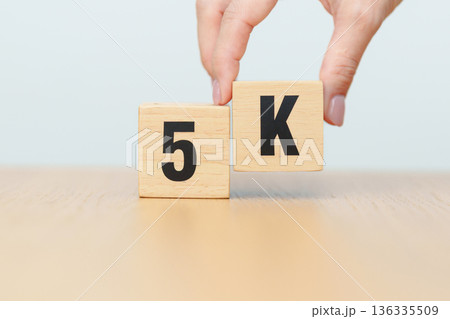 wooden block of 5K, display resolution, Ultra High Definition, UHD, pixels, Technology, network, TV streaming, Social media and digital concepts wooden block of 5K, display resolution, Ultra High Definition, UHD, pixels, Technology, network, TV streaming, Social media and digital concepts 136335509