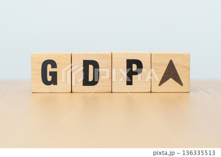 wooden block of GDP text to UP and Down arrow symbol icon. Gross domestic product, Financial, Management, Economic growth, consumption, investment, government purchases and net exports 136335513