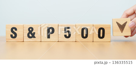 Hand change wooden block of SP500 text to UP and Down arrow symbol icon. stock market index, trade, trade company in the United States, financial growth and Cut loss concept Hand change wooden block of SP500 text to UP and Down arrow symbol icon. stock market index, trade, trade company in the United States, financial growth and Cut loss concept 136335515