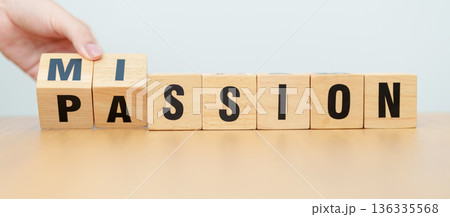 hand change wooden block Passion to Mission. Inspiration, Vision, Goal, Value, Meaningful Work, Fulfillment, Legacy, Commitment and Enthusiasm hand change wooden block Passion to Mission. Inspiration, Vision, Goal, Value, Meaningful Work, Fulfillment, Legacy, Commitment and Enthusiasm 136335568