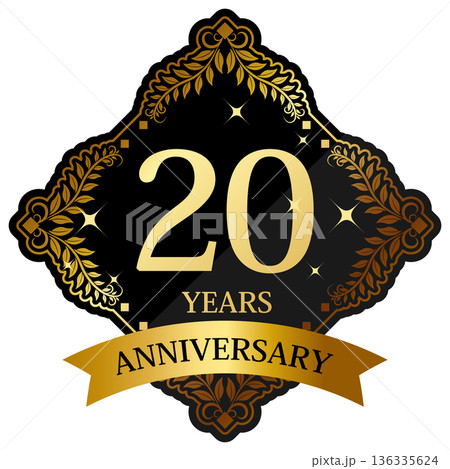 高級感のある20周年記念エンブレム ブラック&ゴールド 高級感のある20周年記念エンブレム ブラック&ゴールド 136335624