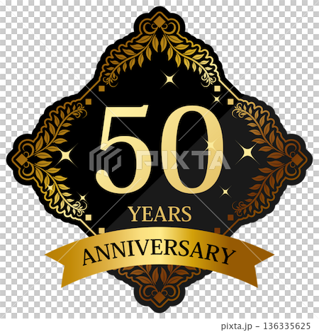 Luxurious 50th anniversary emblem in black and gold Luxurious 50th anniversary emblem in black and gold 136335625