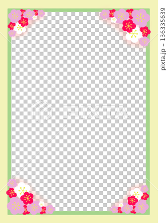 可愛的梅花水印邊框材質 136335639