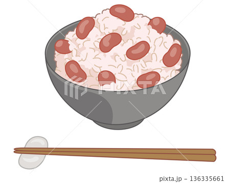 金時豆ご飯のイラスト(お箸と箸置きの追加) 金時豆ご飯のイラスト(お箸と箸置きの追加) 136335661