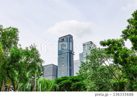 緑の多いオフィス街の風景【タイ】 緑の多いオフィス街の風景【タイ】 136335686