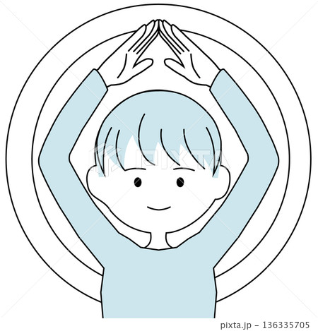 両手で丸を作る人物のシンプルなイラスト (男性) 両手で丸を作る人物のシンプルなイラスト (男性) 136335705