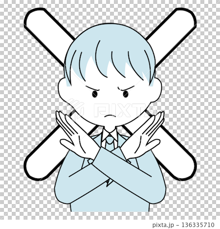 腕を交差してバツを作る会社員のイラスト（男性） 136335710