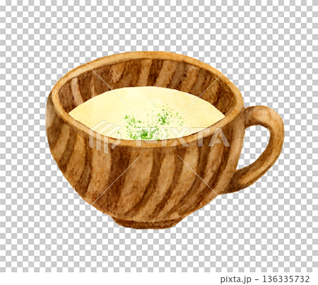 じゃがいものポタージュ(ポテトスープ) 料理・食べ物の手描き水彩イラスト素材 じゃがいものポタージュ(ポテトスープ) 料理・食べ物の手描き水彩イラスト素材 136335732