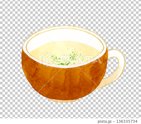 馬鈴薯濃湯(馬鈴薯湯)手繪水彩插圖,描繪了烹飪和食物的場景 馬鈴薯濃湯(馬鈴薯湯)手繪水彩插圖,描繪了烹飪和食物的場景 136335734