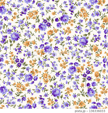 テキスタイルや背景に最適な美しい花柄, 136336033