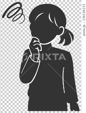 考える女性 シルエット 考える女性 シルエット 136336155