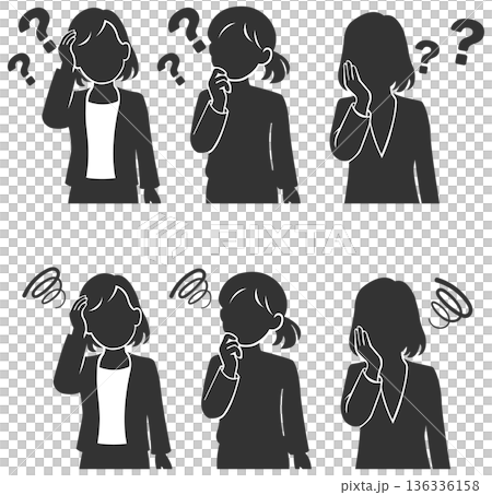 憂心忡忡的商務人士擺出女性剪影 136336158