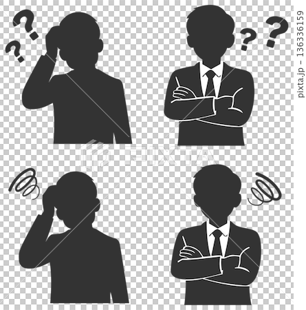 憂心忡忡的商人男性剪影 憂心忡忡的商人男性剪影 136336159