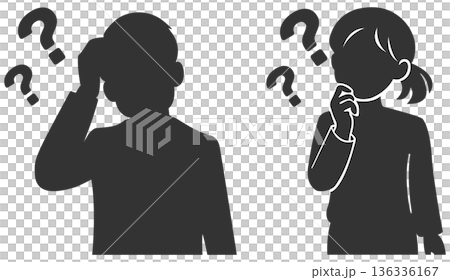 憂心忡忡的商界人士,男女剪影 憂心忡忡的商界人士,男女剪影 136336167