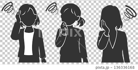 憂心忡忡的商務人士擺出女性剪影 136336168