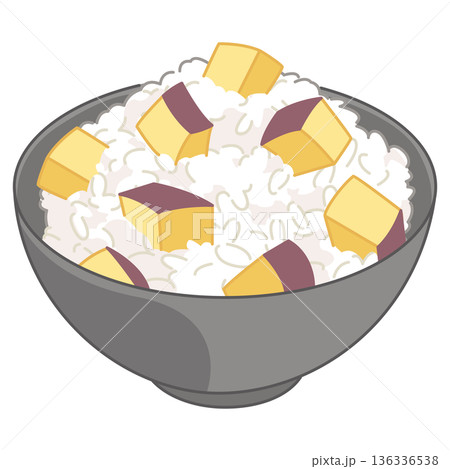 さつまいもの炊き込みご飯のイラスト さつまいもの炊き込みご飯のイラスト 136336538