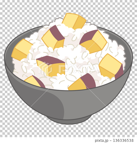 さつまいもの炊き込みご飯のイラスト さつまいもの炊き込みご飯のイラスト 136336538