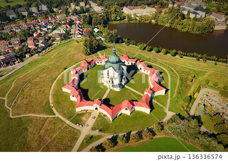 Pilgrimage Church of St. Jan Nepomucky on Zelena hora. Czech Republic Zdar nad Sazavou. 136336574