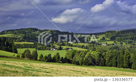 Beautiful autumn landscape. Colourful nature in autumn time. Highlands - Blatiny - Czech Republic. Beautiful autumn landscape. Colourful nature in autumn time. Highlands - Blatiny - Czech Republic. 136336577