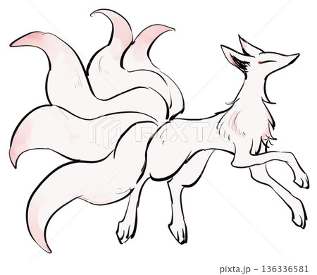 筆ペン風九尾の狐 136336581