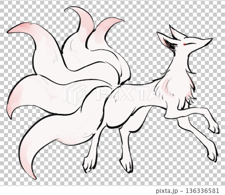 筆ペン風九尾の狐 136336581