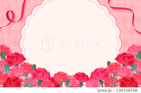 母の日のカーネーションフレーム_文字なし_横 136336586