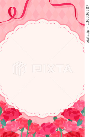母の日のカーネーションフレーム_文字なし_縦 母の日のカーネーションフレーム_文字なし_縦 136336587