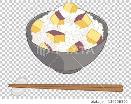 地瓜飯示意圖（附筷子和筷架） 136336592