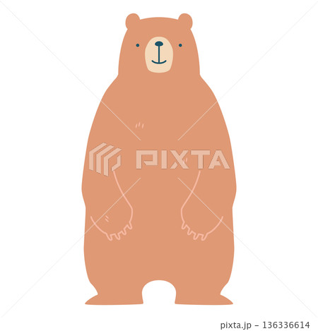 北欧デザイン風の立っている正面向きクマのベクターイラスト 北欧デザイン風の立っている正面向きクマのベクターイラスト 136336614