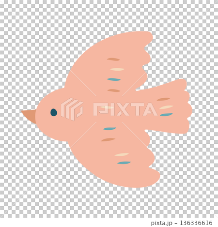 Vector illustration of a bird flying in the sky in Scandinavian design style 136336616