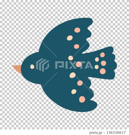 北歐設計風格的鳥兒在空中飛翔的向量插圖 136336617