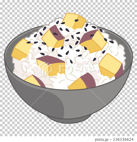 用地瓜和黑芝麻烹調的米飯示意圖 136336624