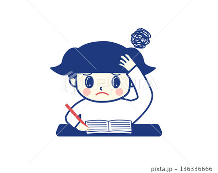 勉強がわからなくて悩んでいる女の子 勉強がわからなくて悩んでいる女の子 136336666