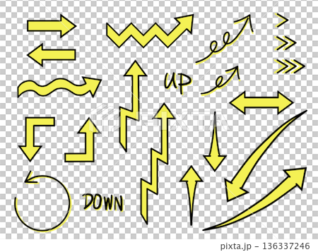 Set of various yellow arrows Set of various yellow arrows 136337246