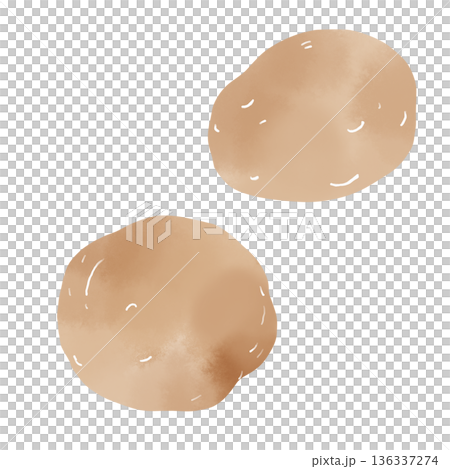 Watercolor illustration of rugged potatoes. Image cutout for agriculture and home cooking. 136337274