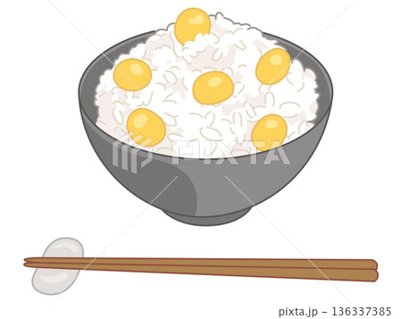 銀杏の炊き込みご飯のイラスト（お箸と箸置きの追加） 136337385