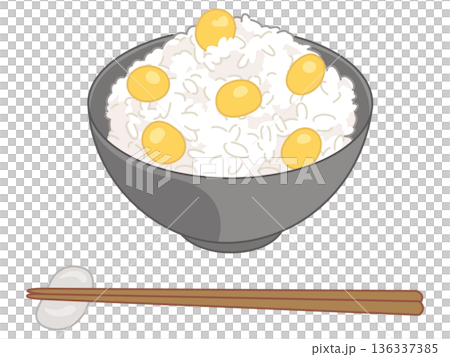 銀杏の炊き込みご飯のイラスト（お箸と箸置きの追加） 136337385