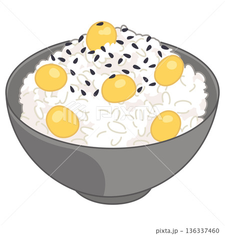 銀杏の炊き込みご飯と黒ごまのイラスト 136337460