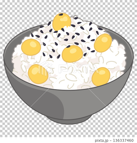 銀杏の炊き込みご飯と黒ごまのイラスト 136337460