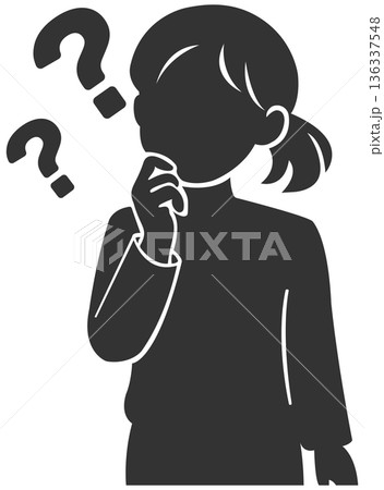 考える女性　シルエット 136337548