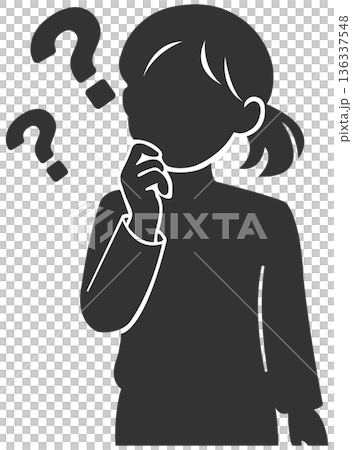 考える女性　シルエット 136337548