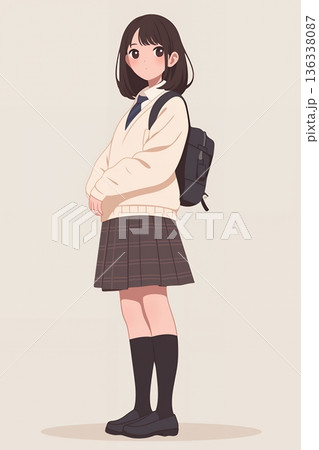 女子学生のポートレート 136338087