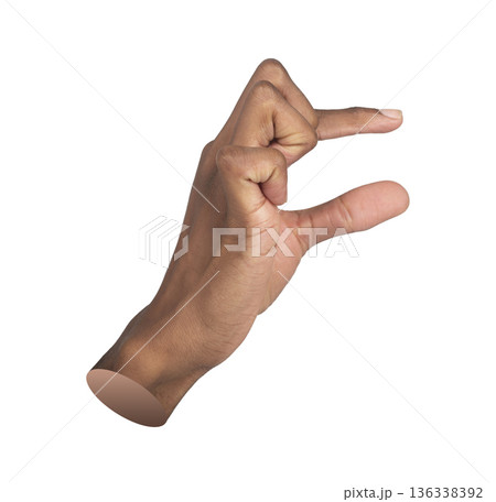 Close-up view of male hand and wrist shown from the side, forming a grasping gesture between thumb Close-up view of male hand and wrist shown from the side, forming a grasping gesture between thumb 136338392