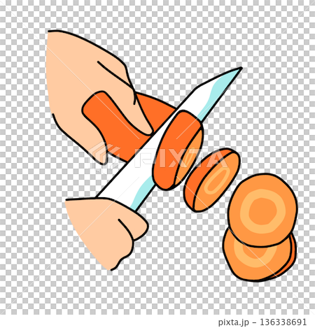Illustration of slicing carrots | Cooking and cooking process Illustration of slicing carrots | Cooking and cooking process 136338691