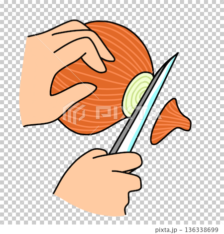 玉ねぎのヘタを落とすイラスト|料理・調理工程 玉ねぎのヘタを落とすイラスト|料理・調理工程 136338699