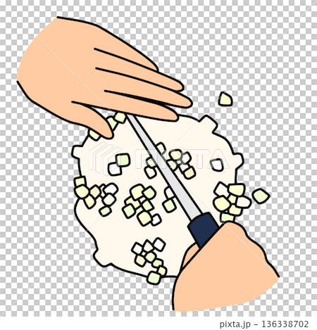 Illustration of chopping onions | Cooking and cooking process 136338702