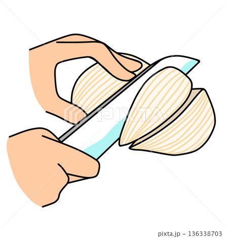 玉ねぎをくし切りにするイラスト｜料理・調理工程 136338703