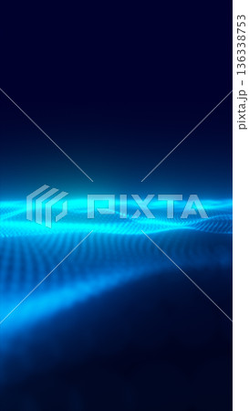 Glowing blue particle wave landscape with dotted grid and soft depth of field, futuristic digital data background with copy space Glowing blue particle wave landscape with dotted grid and soft depth of field, futuristic digital data background with copy space 136338753