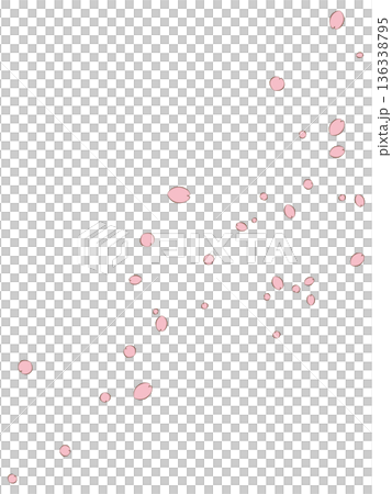 櫻花花瓣飄落的簡單插圖（有線條）[直式] 136338795